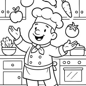 Cheerful Chef Coloring Page