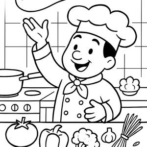 Cheerful Chef Coloring Page
