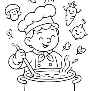 Página para Colorir do Chef Alegre