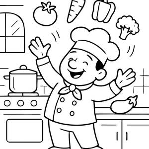 Fröhlicher Koch Ausmalbild