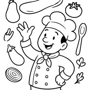 Cheerful Chef Pizza Dough Coloring Page
