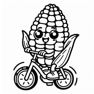 Cheerful Corn Cob Coloring Page