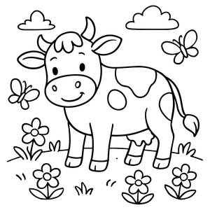 Cheerful Cow Coloring Page