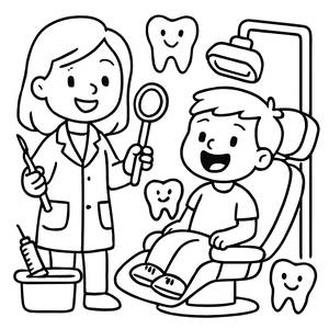 Cheerful Dental Office Coloring Page
