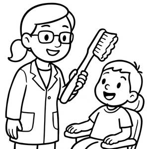 Cheerful Dentist Coloring Page