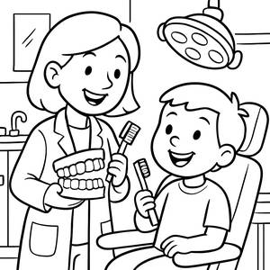 Cheerful Dentist Coloring Page