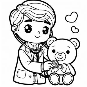 Page de Coloriage d'un Médecin Joyeux