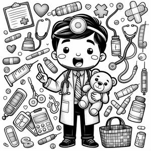 Fröhliche Arzt Ausmalbild