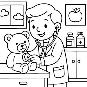 Página para Colorear Doctor Feliz