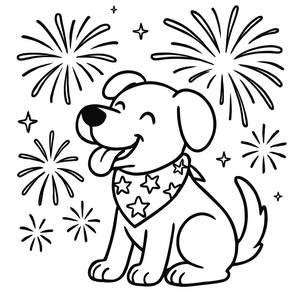 Fröhlicher Hund Unabhängigkeitstag Malvorlage