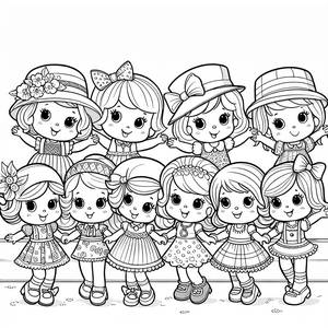 Página para Colorear de Muñecas Alegres