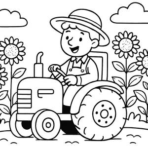 Cheerful Farmer Coloring Page