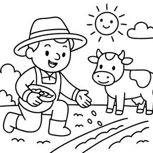 Cheerful Farmer Coloring Page