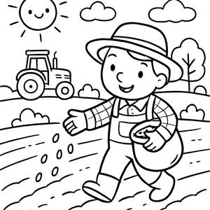 Cheerful Farmer Coloring Page