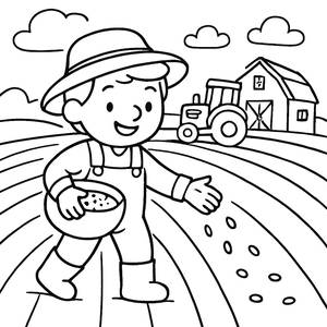 Cheerful Farmer Coloring Page