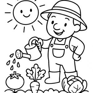 Cheerful Farmer Coloring Page