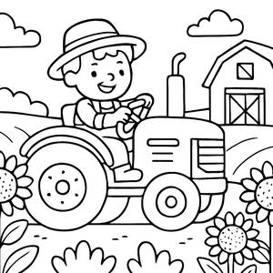Cheerful Farmer Coloring Page