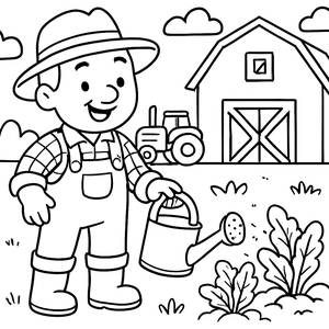 Cheerful Farmer Coloring Page