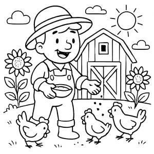 Cheerful Farmer Coloring Page