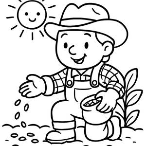 Cheerful Farmer Coloring Page