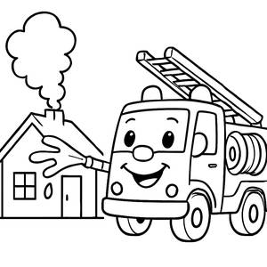 Fröhliches Feuerwehrauto Ausmalbild