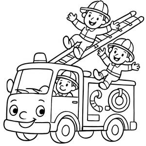 Fröhliche Feuerwehrwagen Ausmalbild