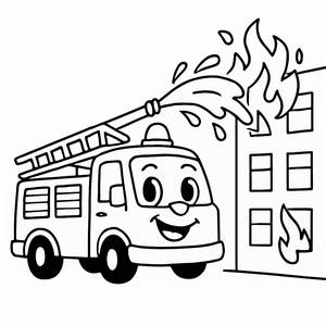 Page à Colorier du Joyeux Camion de Pompiers