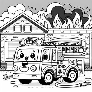 Fröhliches Feuerwehrauto Malvorlage