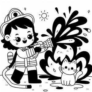 Page à Colorier de Pompier Joyeux