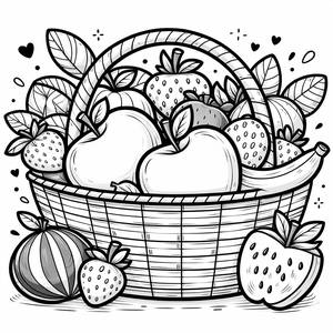 Pagina da Colorare del Cesto di Frutta Allegra