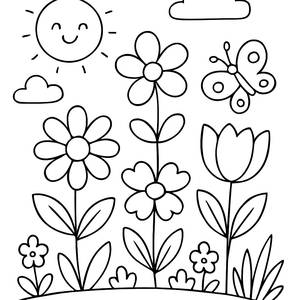 Fröhlicher Garten Malblatt