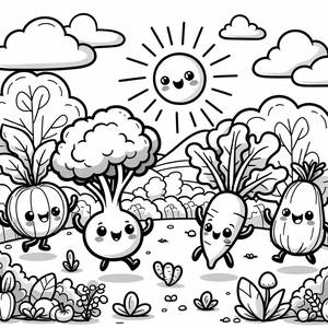 Fröhliche Garten-Tanz Malvorlage