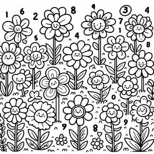 Fröhliche Garten Zahlen Malvorlage