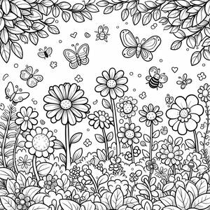 Cheerful Garden Scene Coloring Page