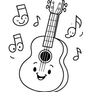Fröhliche Gitarre Ausmalbild