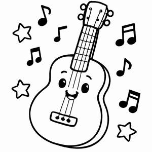 Fröhliche Gitarre Ausmalbild