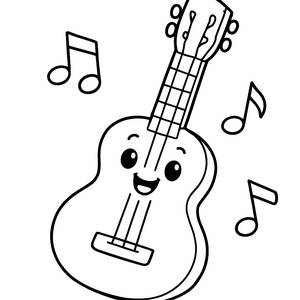Cheerful Guitar Coloring Page