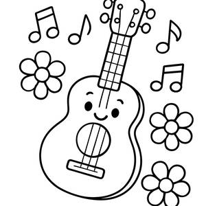 Cheerful Guitar Coloring Page