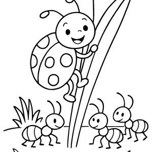 Cheerful Ladybug Coloring Page
