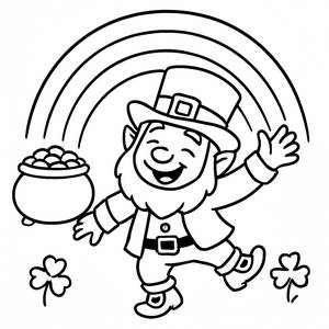 Cheerful Leprechaun Coloring Page