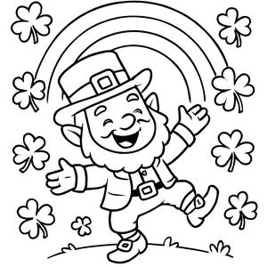 Cheerful Leprechaun Coloring Page