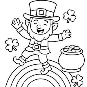 Cheerful Leprechaun Coloring Page