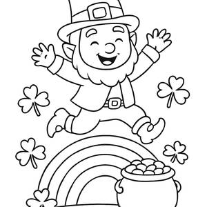 Cheerful Leprechaun Coloring Page