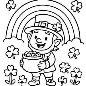 Cheerful Leprechaun Coloring Page