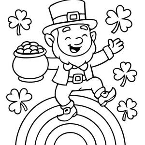 Cheerful Leprechaun Coloring Page