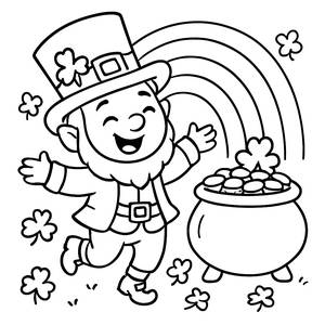 Cheerful Leprechaun Coloring Page