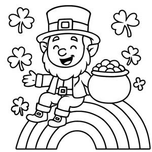 Cheerful Leprechaun Coloring Page
