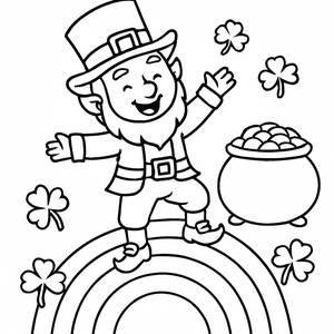 Cheerful Leprechaun Coloring Page