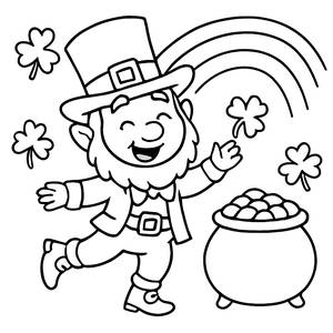 Cheerful Leprechaun Coloring Page
