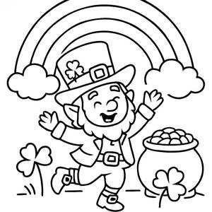 Fröhliche Leprechaun-Tanz-Ausmalbild